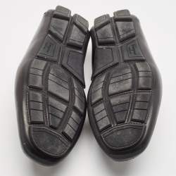 Salvatore Ferragamo Black Leather Gancini Bit Slip On Loafers Size 45