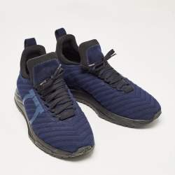 Salvatore Ferragamo Blue Fabric Gancini Lace Up Sneakers Size 42.5