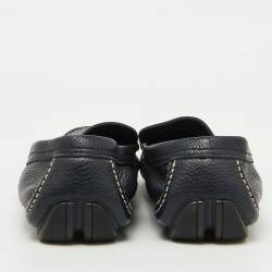 Salvatore Ferragamo Navy Blue Leather Slip On Loafers Size 44