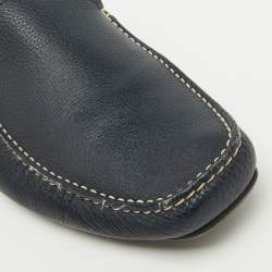 Salvatore Ferragamo Navy Blue Leather Slip On Loafers Size 44