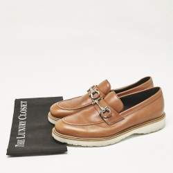 Salvatore Ferragamo Brown Leather Gancini Loafers Size 43.5