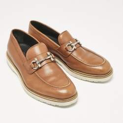 Salvatore Ferragamo Brown Leather Gancini Loafers Size 43.5