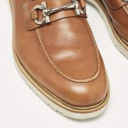 Salvatore Ferragamo Brown Leather Gancini Loafers Size 43.5