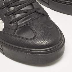 Salvatore Ferragamo Black/Cream Leather Borg Lace Up Sneakers Size 42.5