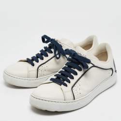 Pre Owned Salvatore Ferragamo White Leather Low Top Sneakers Size 42.5