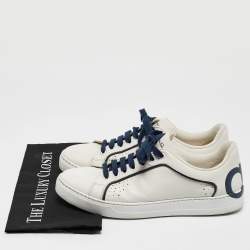 Pre Owned Salvatore Ferragamo White Leather Low Top Sneakers Size 42.5