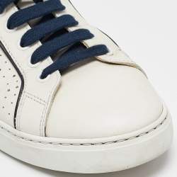 Pre Owned Salvatore Ferragamo White Leather Low Top Sneakers Size 42.5