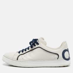Pre Owned Salvatore Ferragamo White Leather Low Top Sneakers Size 42.5
