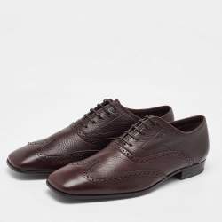 Salvatore Ferragamo Dark Brown Leather Brogue Wingtip Oxfords Size 41.5