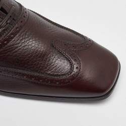 Salvatore Ferragamo Dark Brown Leather Brogue Wingtip Oxfords Size 41.5