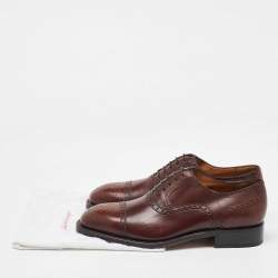 Salvatore Ferragamo Dark Brown Leather Brogue Oxfords Size 41.5