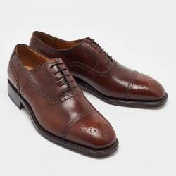 Salvatore Ferragamo Dark Brown Leather Brogue Oxfords Size 41.5