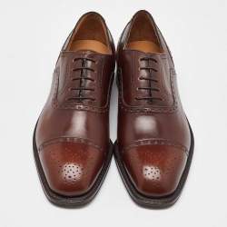Salvatore Ferragamo Dark Brown Leather Brogue Oxfords Size 41.5