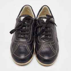 Salvatore Ferragamo Black Leather Low Top Sneakers Size 41.5