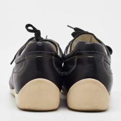 Salvatore Ferragamo Black Leather Low Top Sneakers Size 41.5