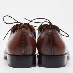 Salvatore Ferragamo Dark Brown Leather Lace Up Oxfords Size 41.5