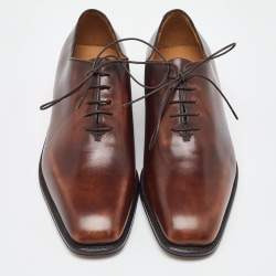 Salvatore Ferragamo Dark Brown Leather Lace Up Oxfords Size 41.5