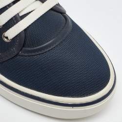 Salvatore Ferragamo Navy Blue Technical Fabric Low Top Sneakers Size 41.5