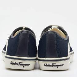 Salvatore Ferragamo Navy Blue Technical Fabric Low Top Sneakers Size 41.5
