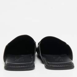 Salvatore Ferragamo Black Leather Gancini Mules Size 44
