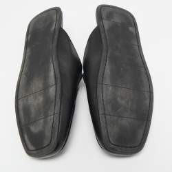 Salvatore Ferragamo Black Leather Gancini Mules Size 44