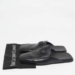 Salvatore Ferragamo Black Leather Gancini Mules Size 44