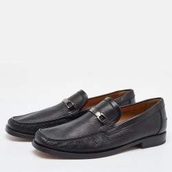Salvatore Ferragamo Black Leather Slip On Loafers Size 41.5