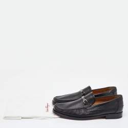 Salvatore Ferragamo Black Leather Slip On Loafers Size 41.5