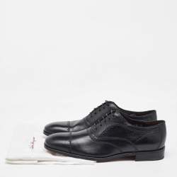 Salvatore Ferragamo Black Leather Brogue Lace Up Oxfords Size 41.5