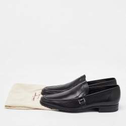 Pre Owned Salvatore Ferragamo Black Leather Penny Loafers Size 41.5