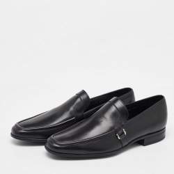 Pre Owned Salvatore Ferragamo Black Leather Penny Loafers Size 41.5