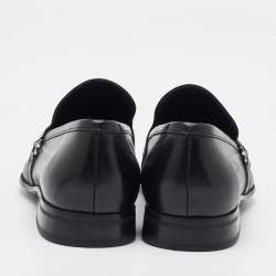 Pre Owned Salvatore Ferragamo Black Leather Penny Loafers Size 41.5