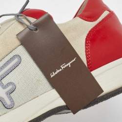 Salvatore Ferragamo Multicolor Fabric and Suede Low Top Sneakers Size 41.5