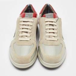 Salvatore Ferragamo Multicolor Fabric and Suede Low Top Sneakers Size 41.5