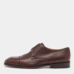 Salvatore Ferragamo Dark Brown Leather Lace Up Derby Size 41.5