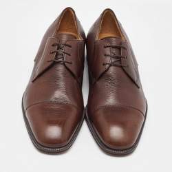 Salvatore Ferragamo Dark Brown Leather Lace Up Derby Size 41.5