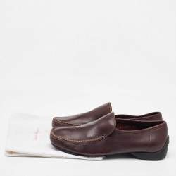 Salvatore Ferragamo Burgundy Leather Slip On Driver Loafers Size 41.5