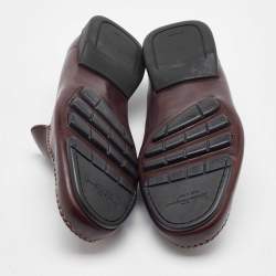Salvatore Ferragamo Burgundy Leather Slip On Driver Loafers Size 41.5
