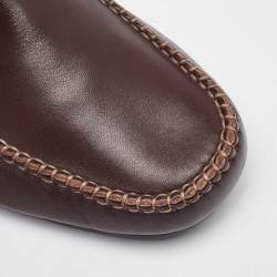 Salvatore Ferragamo Burgundy Leather Slip On Driver Loafers Size 41.5