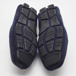 Pre Owned Salvatore Ferragamo Navy Blue Suede Gancini Slip On Loafers Size 41.5