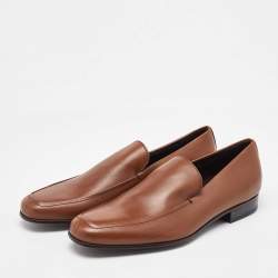 Salvatore Ferragamo Tan Leather Slip On Loafers Size 41.5