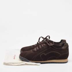 Salvatore Ferragamo Dark Brown Suede Low Top Sneakers Size 41.5