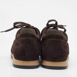Salvatore Ferragamo Dark Brown Suede Low Top Sneakers Size 41.5