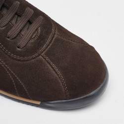 Salvatore Ferragamo Dark Brown Suede Low Top Sneakers Size 41.5