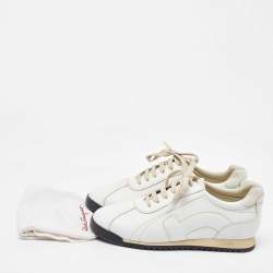 Salvatore Ferragamo White Leather Low Top Sneakers Size 41.5