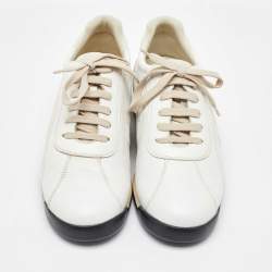 Salvatore Ferragamo White Leather Low Top Sneakers Size 41.5
