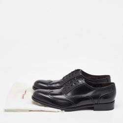Salvatore Ferragamo Black Leather Lace Up Wingtip Oxfords Size 41.5
