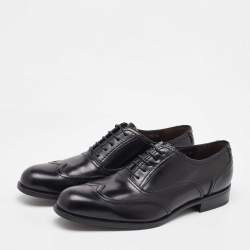Salvatore Ferragamo Black Leather Lace Up Wingtip Oxfords Size 41.5