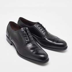 Salvatore Ferragamo Black Leather Lace Up Wingtip Oxfords Size 41.5