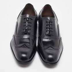 Salvatore Ferragamo Black Leather Lace Up Wingtip Oxfords Size 41.5